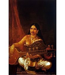 Malayali Lady Playing Veena - Ravi Varma Reprint Poster Ravi Verma Paintings, Raja Ravi Varma Paintings, Ravi Varma Paintings, Ravivarma Paintings, Namaste Art, Ravi Varma, Raja Ravi Varma, Indian Traditional Paintings, Indian Artwork