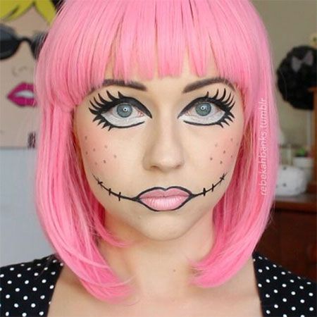 12+ Halloween Doll Makeup Styles, Looks, Trends & Ideas 2015 ... Rag Doll Makeup, Doll Makeup Halloween, Carnaval Make-up, Doll Face Makeup, Skull Face Paint, Halloweenský Makeup, Halloween Make-up Looks, Halloween Fest, Halloween Makeup Inspiration