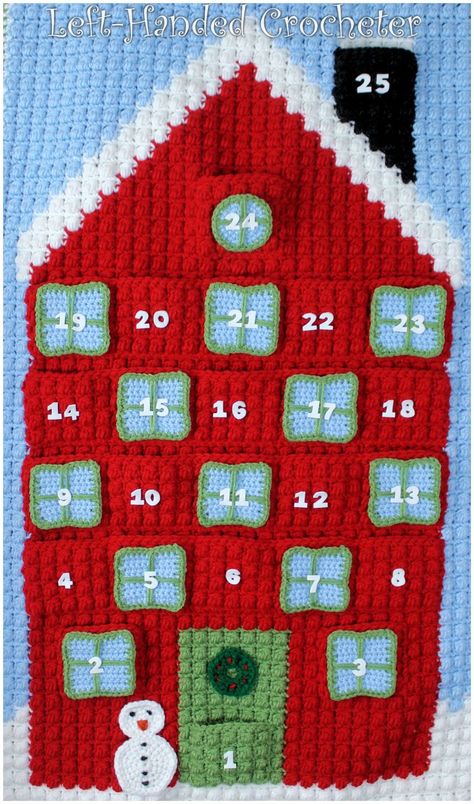 Crochet Advent Calendar, Advent Calendar House, Crochet C2c Pattern, Count Down To Christmas, Christmas Tree Advent Calendar, Christmas Crochet Patterns Free, Christmas Countdown Calendar, Checkbook Covers, Crochet Christmas Trees