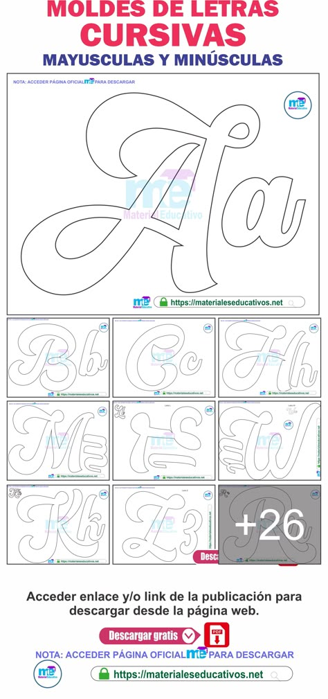 Acceder enlace/link para descargar desde la web. Letras Disney, Letter Printables, Wire Knitting, Lettering Ideas, Cursive Letters, Doodle Lettering, Letter A Crafts, Printable Letters, Calligraphy Letters