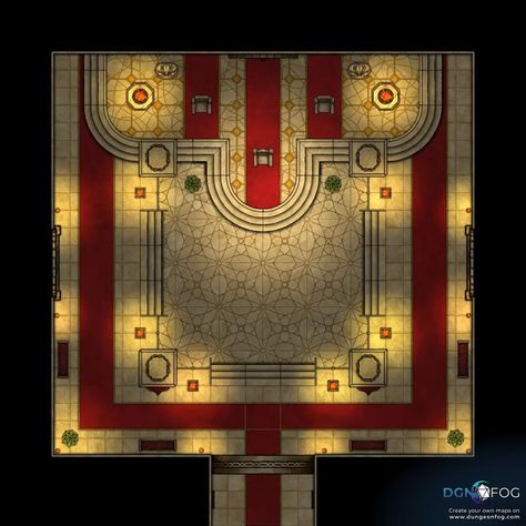 Download this map for free or create your on on dungeonfog.com. ⚔️ - #dungeon #rpg #ttrpg #battlemap #map #dnd #dnd5e #roleplay - The throne room to be used in a castle or keep. Throne Room Dnd Map, Dnd Throne Room, Dungeon Rpg, Create Your Own Map, Throne Room, Fantasy City, The Throne, A Castle, Public Library