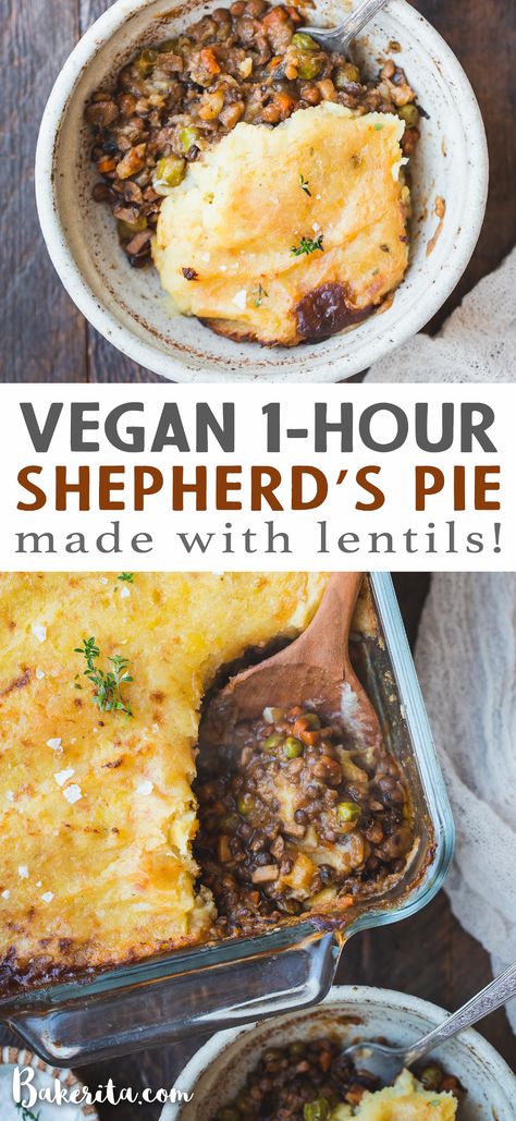 This Vegan Shepherd's Pie is a hearty, comforting dinner that's perfect for chilly nights. Made with lentils for protein, sauteed vegetables, and topped off with creamy mashed potatoes, this is vegan comfort food at it's finest. Lentil Casserole, Mashed Potatoes Recipe Easy, Vegan Shepherds Pie, Comfort Dinner, Comforting Dinner, Shepherd's Pie, Vegan Comfort Food, Sauteed Vegetables, Creamy Mashed Potatoes