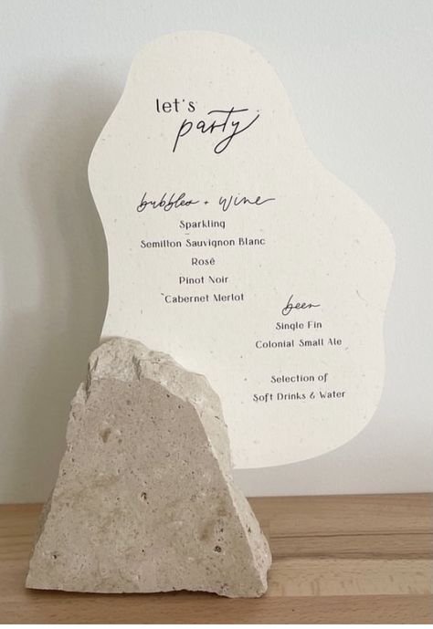 Neutral Whimsical Wedding, Diy Modern Wedding, Stone Theme Wedding, Studio Restore, Earthy And Organic Wedding Style, Stone Seating Chart Wedding, Stone Wedding Signage, Custom Wedding Details, Modern Minimalistic Wedding