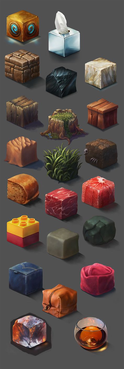 ArtStation - Material Study, Ayhan Aydogan Material Study Digital Painting, Cube Painting, Texture Study, Material Reference, Texture Reference, Material Studies, Game Textures, Texture Drawing, Hand Painted Textures