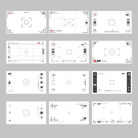 Screen with camera focus showing details... | Premium Vector #Freepik #vector #frame #camera #cinema #film Camera Screen Template, How To Draw Camera, Movie Camera Aesthetic, Camera Interface, Video Frame Design, Camera Screen, Camera Layout, Camera Film Drawing, Phone Camera