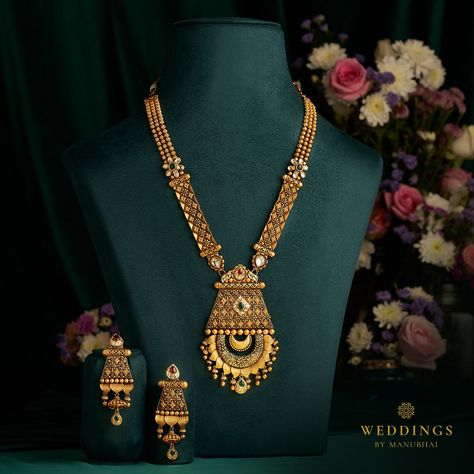 Gold Diamond Necklace Set, Diamond Jewellery Set, Manubhai Jewellers, Antique Necklace Gold, Latest Jewellery Designs, Gold Jewelry Prom, Unique Gold Jewelry Designs, Gold Jewels Design, Neck Pieces Jewelry