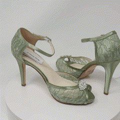 Wedding Shoes Sage Green, Sage Green Quinceanera Heels, Sage Green Bridal Shoes, Vine Heels Green, Sage Green Heels Wedding Shoes, Lace Bridal Shoes, Bride Heels, Custom Wedding Shoes, How To Dye Shoes