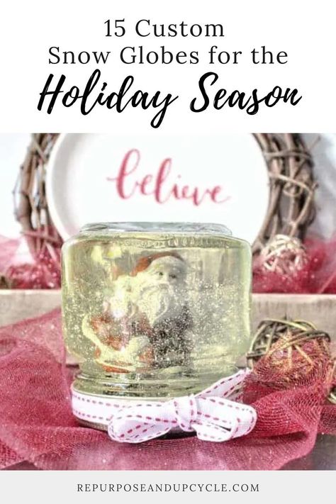 See 15 custom snow globes for the holiday season. These DIY snow globes are a great way to pass the time with a fun Christmas craft. Christmas time is a great time to get the whole family into holiday crafting! Some of the best Christmas crafts are made with materials you have around the house. Today we are talking about creating your own custom snow globe! What little kid doesn’t love a good snow globe? Waterless Snow Globe Diy, Best Christmas Crafts, Diy Snow Globes, Upcycle Home Decor, Custom Snow Globe, Snow Globe Crafts, Recycling Crafts, Globe Crafts, Diy Snow