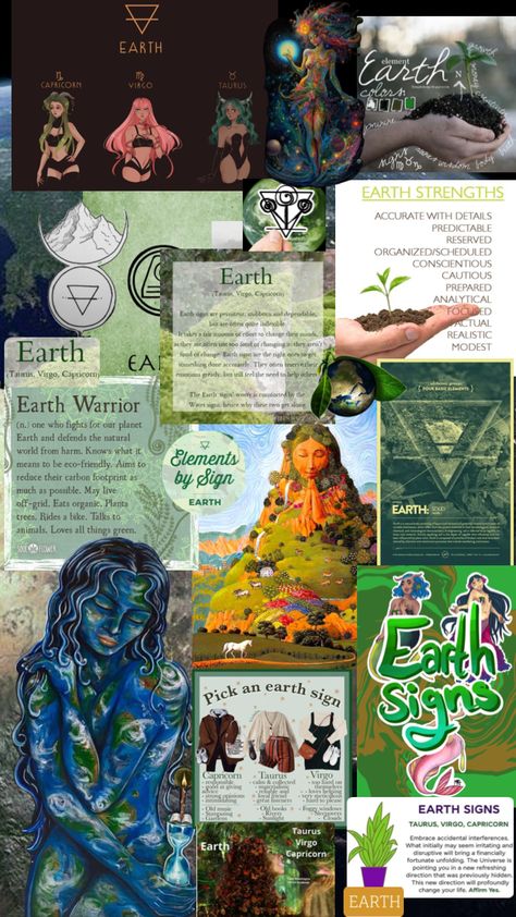 Earth Sign Shuffle Board #earth #virgo #earthsign #taurus #earthelement #capricorn #astrology #elements #motherearth #gaia #green #nature Element Earth Aesthetic, Earth Sign Aesthetic, Astrology Elements, Shuffle Board, Capricorn Astrology, Element Earth, Green Nature, Astrology, Energy