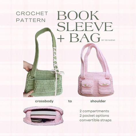 Knitted Book Bag, Crochet Book Bag Pattern, Crochet Back To School Ideas, Back To School Crochet Ideas, Crochet Big Bag, How To Crochet A Bag, Book Bag Crochet, Book Sleeve Crochet Pattern, Crochet School Bag