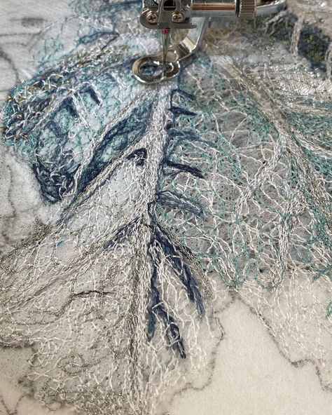 Julie Atthews (@julieatthewsart) • Instagram photos and videos Dissolvable Fabric, Different Materials, Winter Frost, Free Motion Embroidery, Silk Fabrics, Thread Painting, Embroidery Hoop, Silk Fabric, Machine Embroidery