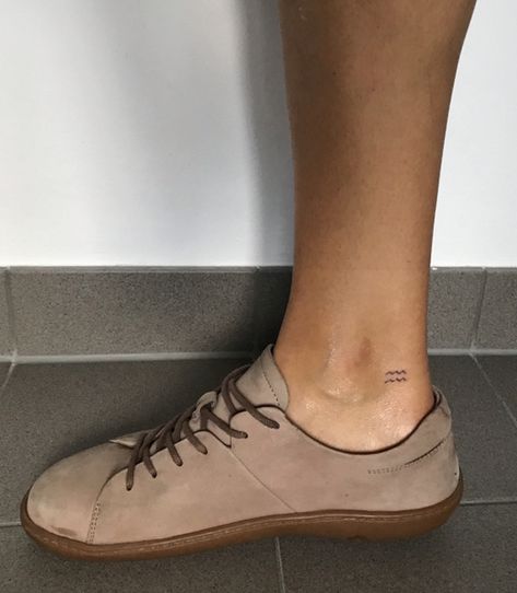 Aquarius Ankle Tattoo, Inner Ankle Tattoo, Inner Ankle Tattoos, Tattoo Ankle, Aquarius Tattoo, 13 Tattoos, Writing Tattoos, Phoenix Tattoo, Waves Tattoo