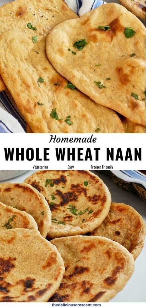 Whole Wheat Naan, Healthy Flatbread, Homemade Naan, Homemade Naan Bread, Indian Flatbread, Bread Keto, Recipes With Naan Bread, Wheat Bread Recipe, Healthy Bread Recipes