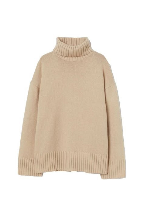 H&M Polo-neck Beige Jumper- ellemag Beige Jumper, Beige Turtleneck, Wool Jumper, Mustard Jumper, Mint Sweater, Green Turtleneck Sweater, Cream Jumper, Outfit Hijab, Turtle Neck Jumper