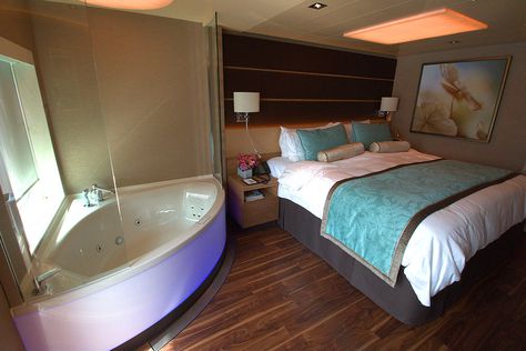 Norwegian Escape Cruise, Norwegian Cruise Escape, Room Color Design, Spa Suite, Norwegian Escape, Indoor Spa, Condo Design, Ceiling Design Bedroom, Dream Bathrooms