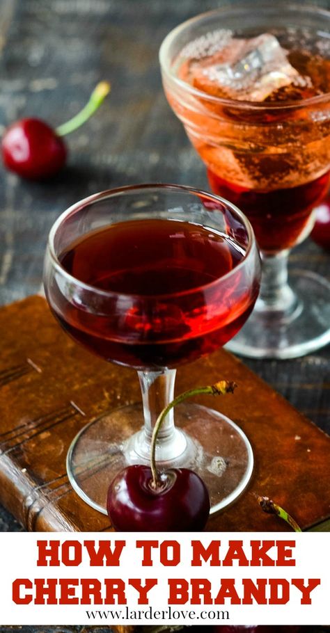 Cherry Brandy Recipe, Cherry Cordial Recipe, Homemade Booze, Fermenting Recipes, Homemade Liqueur, Cherry Bounce, Homemade Liqueur Recipes, Brandy Recipe, Brandy Liquor