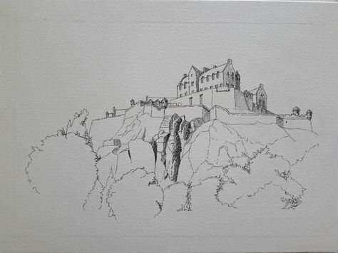 Edinburgh Castle Edinburgh Castle Tattoo, Edinburgh Sketch, Edinburgh Castle Drawing, Edinburgh Tattoo Ideas, Edinburgh Drawing, Edinburgh Tattoo, Edinburgh Castle Scotland, Castle Sketch, Castle Tattoo