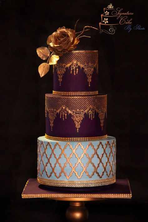 Morroccan Beauty  by Signature Cake By Shweta - http://cakesdecor.com/cakes/261441-morroccan-beauty Pretty Wedding Cakes, Creative Wedding Cakes, Tiered Cake, Amazing Wedding Cakes, Gold Wedding Cake, Elegant Wedding Cakes, Elegant Cakes, Unique Cakes, Wedding Cake Inspiration