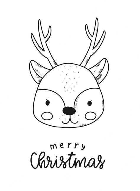 Christmas Drawing Black And White, Cute Christmas Drawings Easy Simple, Simple Santa Drawing, Christmas Outline Drawings, Reindeer Drawing Easy, Small Christmas Drawings, Merry Christmas Drawing Ideas, Simple Christmas Drawing Ideas, Reindeer Simple Drawing