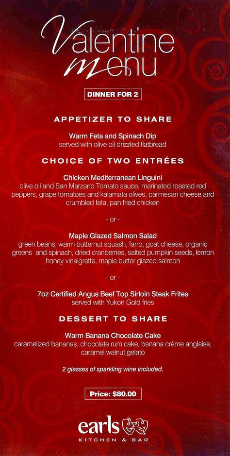 Earl's Burlington Valentines Menu, perfect for sharing with that special someone Valentine Meals, Valentine's Menu Ideas, Compressed Watermelon, Dinner Date Ideas, Zucchini Carpaccio, Menu Example, Ahi Tuna Salad, San Marzano Tomato Sauce, Menu Vintage