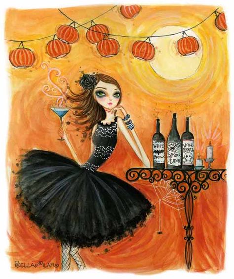 ‿✿⁀ᗷєƖƖɑ ᑭíƖɑr‿✿⁀ Bella Pilar Illustrations, Cheers To That, Lantern Tattoo, Halloween Week, Pix Art, Whimsical Halloween, Art Corner, Autumn Painting, Halloween Pictures