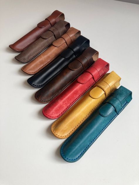 Leather Pen Case Single Pen Holder Pen Sleeve Leather Pen - Etsy