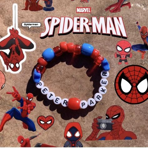 ❤️Peter Parker kandi bracelet💙 Aka spiderman! BUNDLES... - Depop Spider Man Kandi Bracelet, Spiderman Kandi Bracelet, Spiderman Craft Ideas, Spider Man Kandi, Spiderman Bracelet Beads, Spiderman Kandi, Spider Man Bracelet, Spiderman Bracelet, Rubber Band Crafts