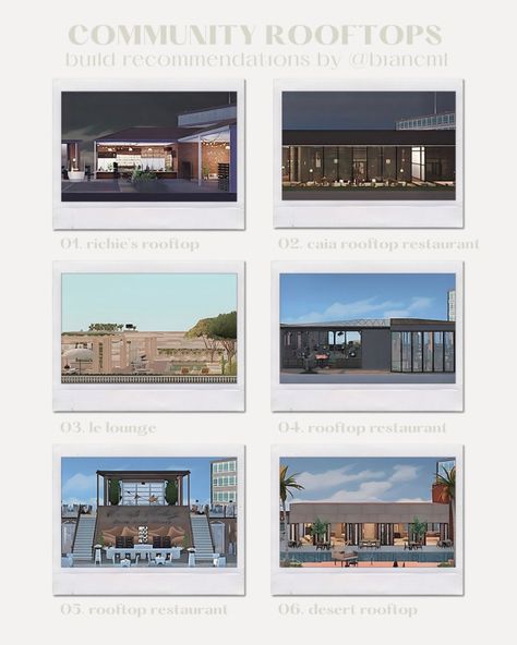 Sims 4 Restaurant, Gallery Restaurant, 4 Aesthetic, The Sims 4 Lots, San Myshuno, Sims House Plans, Sims 4 Cc Furniture, Sims 4 Collections, Rooftop Restaurant