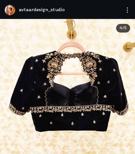 Black Velvet Blouse Work Designs, Handwork Blouse Design, Baby Anklet, Velvet Blouse Design, Maggam Blouses, Blouses Work, Blouse Designs High Neck, Latest Bridal Blouse Designs, Embroidery Blouses