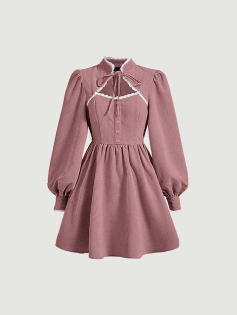 Fashion Top Outfits, Corduroy Dress, Modest Fashion Outfits, Mode Inspo, Neck Lace, Lantern Sleeve, Looks Style, Mode Inspiration, Teen Fashion Outfits