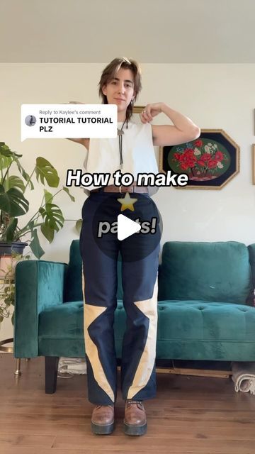 Star Scraps on Instagram: "Got a bunch of engagement from my last pants upcycle tutorial, so I thought I’d share this one here too!

#upcycle #thriftedfashion #sewing #starpants #upcycledfashion" Upcycle Pajama Pants, Pants Upcycle, How To Sew Pants, Sewing Upcycle, Pants Sewing, Flattering Pants, Upcycle Sewing, November 8, Upcycled Fashion