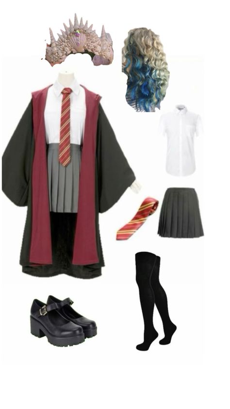 Hermione Granger Outfits Hogwarts, Harry Potter Halloween Outfit, Harry Potter Clothes Gryffindor, Griffindor Outfits Uniform, Harry Potter Gryffindor Outfits, Gryffindor Uniform Aesthetic, Harry Potter Clothes Aesthetic, Harry Potter Style Outfits, Harry Potter Disfraz