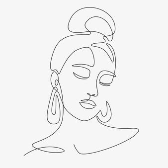 Premium Vector | Ethnic woman line art icons. modern minimalism art prints. esp10 vector. Fashion Line Drawing, Line Portrait, Embroidered Canvas Art, One Line, Line Art Poster, Salon Logo Design, Tauriel, Embroidered Canvas, Line Art Design