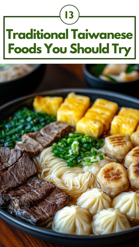 A plate of traditional Taiwanese foods, including beef noodle soup, dumplings, and pineapple cakes, showcasing authentic Taiwanese flavors. Taiwanese Pineapple Cake Recipe, Vegan Taiwanese Food, Authentic Taiwanese Recipes, Taiwanese Appetizer, Taiwanese Food Recipe, Taiwanese Recipe, Taiwanese Recipes, Pineapple Cakes, Pineapple Cake Recipe