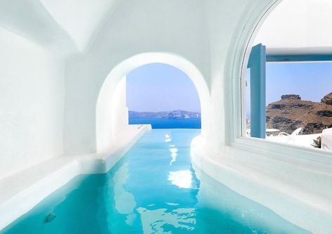 Best Cave Hotels in Sanorini Santorini Cave Pool, Santorini Cave Hotel, Santorini Hotels Private Pool, Pool Cave, Hotel Greece, Greece Resorts, Greece Hotel, Santorini Beaches, Dana Villas