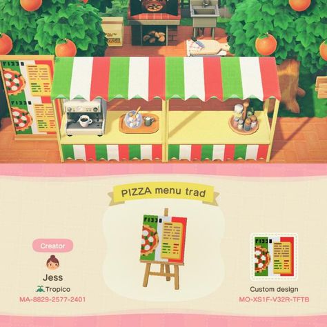 Animal Crossing Food Stalls, Pizza Menu Design, Food Stand Design, Pizza Sign, Food Stall Design, Custom Pizza, Pizza Design, Animal Crossing Wild World, Stall Designs