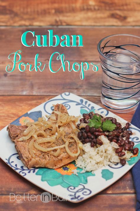 Cuban Pork Chops Cuban Pork Chops, Mexican Pork Chops, Pork Chops Recipes, Boneless Pork Ribs, Bone In Pork Chops, Cuban Pork, Cuban Dishes, Adobo Seasoning, Cuban Food