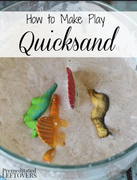 Learn How to Make Your Own Quicksand with this easy tutorial. It's a fun and educational activity for kids as they set toys on the sand and watch them sink. Includes recipe for quicksand and ideas for keep the mess from this project to a minimum. Zoo Theme Stem Activity, Quicksand Activity, Dinosaur Activities For School Age, Desert Science Experiments For Kids, Desert Activities For Preschool, Desert Animals Activities, Animal Science Activities, Safari Science, Science Activities For Toddlers