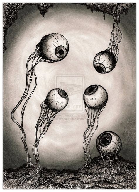 Flying Eyeball Drawing, Gore Eyeball Drawing, Eye Hanging Out Of Socket Drawing, Eye Planet Drawing, Eyeball Plant Drawing, Floating Eyeball Drawing, Eyeballs Reference, Severed Eyeball Drawing, Ripped Out Eyeball