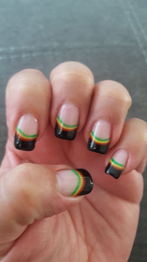 Rasta Nails Acrylic, Raggae Nails, Juneteenth Nail Ideas, Rasta Nails Design, Jamaica Nail Designs, Rastafarian Nail Art, Jamaican Nails Ideas, Reggae Nails, Reggae Nails Rasta Colors