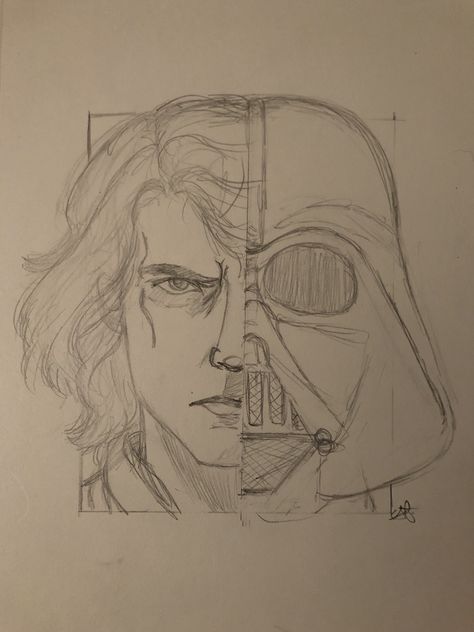 Vader Drawing, Darth Vader Drawing, Darth Vader Art, Star Wars Art Drawings, Anakin Darth Vader, Star Wars Painting, Drawing Stars, Revenge Of The Sith, Star Wars Anakin