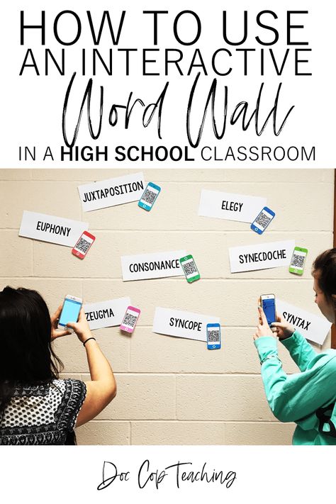 High School Vocabulary, Interactive Word Wall, High School English Classroom, Arts Classroom, Vocabulary Word Walls, Literary Terms, Teaching High School English, High School Activities, Study Hacks