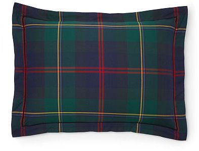 Ralph Lauren Kensington Tartan Sham - Part of our Norfolk Estate bedding collection, this yarn-dyed cotton twill sham spotlights a traditional Scottish tartan, bringing heritage style to your home. Tartan Bed, Trailer Office, Scottish Interiors, Ralph Lauren Aesthetic, Tartan Bedding, Grand Millennial Style, Dallas House, Heritage House, Ralph Lauren Style