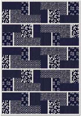 Quilt Inspiration: Free Pattern Day! Asian Inspired Quilts Patterns For Quilts, Blue Quilt Patterns, Japanese Quilt Patterns, Asian Quilts, Moon Quilt, Indigo Quilt, Bubble Quilt, Plus Quilt, Asian Fabric