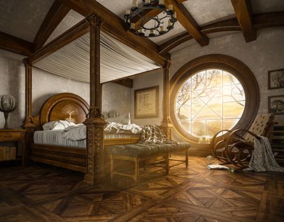 HOBBIT BEDROOM Hobbit Bedroom, Hobbit House Interior, Hobbit Bilbo, Casa Hobbit, Hobbit Hole, Bilbo Baggins, Hobbit House, Fantasy House, House Inside