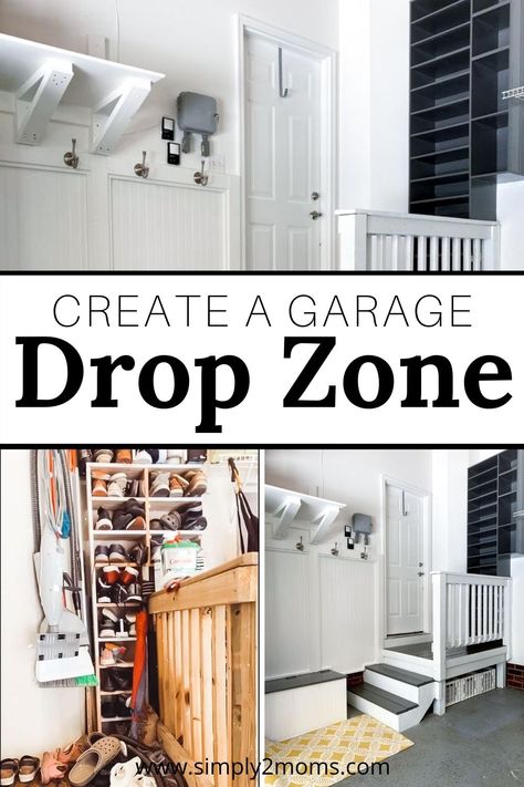 Garage Drop Zone Ideas, Garage Drop Zone, Drop Zone Ideas, Garage Lockers, Garage Bench, Garage Shoe Storage, Functional Garage, Mudroom Ideas Diy, Coat And Shoe Storage