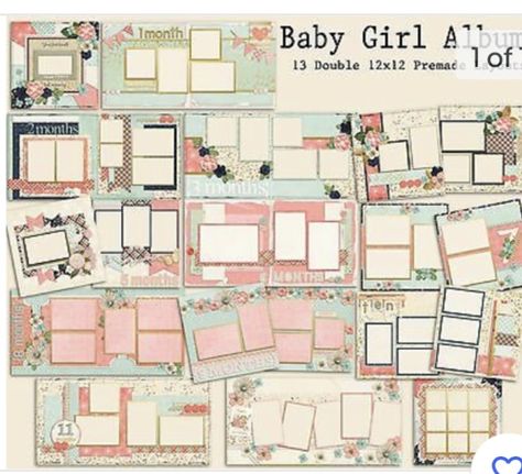 Baby Scrapbook Layouts, Bridal Shower Scrapbook, School Scrapbook Layouts, Baby Scrapbook Album, Baby Scrapbook Pages, Scrapbooking Layouts Baby, Baby Layouts, Girls Album