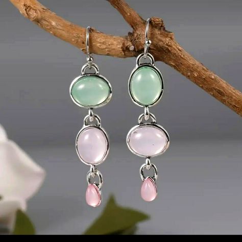 Brand New Delicate Pink And Green Dangle Earrings. Unique Asymmetrical Style Is Sure To Elicit Compliments. Very Lightweight For All Day Wear. Asymmetrical Style, Pastel Earrings, Earrings Unique, Pink And Green, Dangle Earrings, Jewelry Earrings, Women Jewelry, Brand New, Green