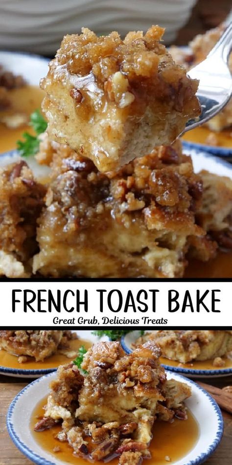 French Toast Bake is a decadent and delightful dessert recipe that is perfect for a brunch or lunch, and is an easy French toast breakfast casserole recipe with a crunchy brown sugar pecan topping for added sweetness. French Toast Breakfast Casserole, Thanksgiving Brunch Recipes, Breakfast Casserole French Toast, French Toast Bake Recipe, Delicious French Toast, Classic French Toast, Simple Family Meals, Pecan Topping, Cinnamon Roll Pancakes