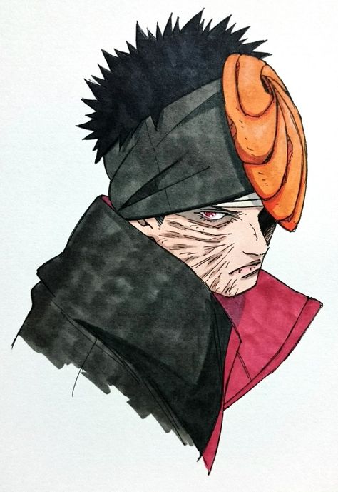 Tobi Drawing, Jariyah Naruto, Obito Manga Drawing, Obito Sketch Art, Tobi Naruto, Obito Mask, Obito Uchiha With Mask, Tobi Mask, Anime Uchiha